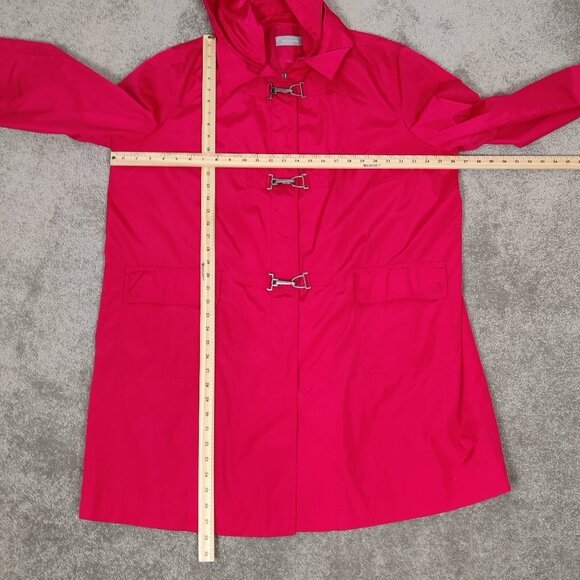 Liz Claiborne Women's Coat Size 2X Red Hooded Raincoat Zipper Snap Hooks Outdoor - Picture 5 of 8